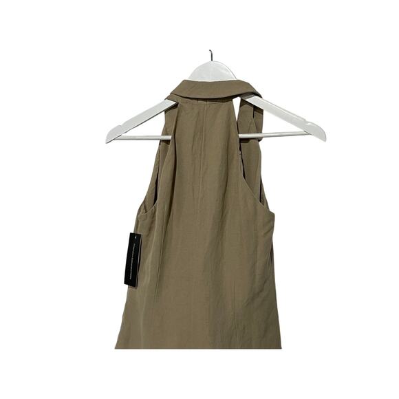 FRENCH CONNECTION TOP WOMENS 2 BIRDIE LINEN BLEND HALTER VEST BLOUSE TAN NEW - Picture 9 of 13